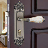 简欧式现代双舌卧室木门锁房内门锁具把手 复古青古铜陶瓷执手锁