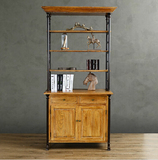 美式实木工业风家具 汉尼顿系列铁艺书柜橱 做旧置物架 复古书架