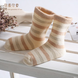 婴儿袜子有机彩棉0-3-6-12个月新生儿宝宝松口袜纯棉春秋冬季保暖