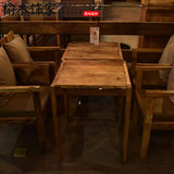 漫咖啡桌椅 老榆木小方桌 老门板桌椅 复古2人桌椅组合厂家直销