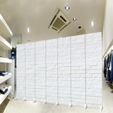 纯白色公司屏风简单设计定制个性拍照怀旧隔断砖墙服装店橱窗背景