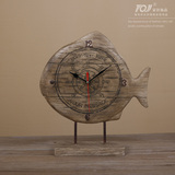 包邮TQJ欧式创意复古鱼造型床头钟艺术座钟时尚摆钟坐钟台面钟