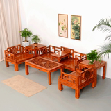 厂家直销仿古中式实木沙发高档沙发榆木宫廷沙发七件套 送木架