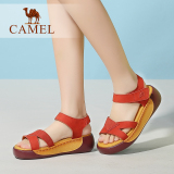 Camel/骆驼凉鞋 女夏坡跟时尚休闲 牛皮魔术贴韩版女凉鞋女鞋子夏