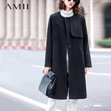 Amii冬装新款 大码直筒修身艾米女装中长款羊毛大衣毛呢呢子外套