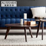 小户型简约茶几 实木现代客厅圆角形矮茶桌子时尚个性创意咖啡桌