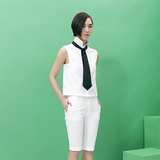 原创2016春夏女装新款 日系学院风个性领带短款衬衫衬衣学生韩版