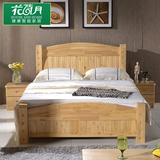 简约北欧式全纯实木头床宜家风格环保卧室家具香柏原木单双人婚床