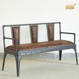 简约现代工业风铁艺复古咖啡厅沙发椅布艺沙发椅高靠背休闲长椅子