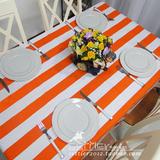 特价包邮地中海橙白条纹餐桌布餐垫可定做 茶几布 布艺桌布 帆布