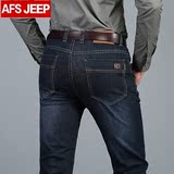 新款AFS JEEP牛仔裤男秋冬款直筒休闲宽松弹力牛仔长裤大码男裤