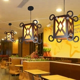 仿古中式实木四方花格吊灯创意个性木艺茶楼餐厅咖啡厅阳台过道灯