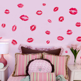 可移除墙贴纸卧室床头温馨浪漫儿童房间装饰墙面红嘴唇贴画玻璃贴