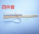 高档外卖打包一次性筷子四件套汤勺竹筷纸巾牙签四合一餐包1500套