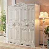 欧式衣柜实木质板式白色开门大衣橱特价整体三四门带镜子卧室衣柜