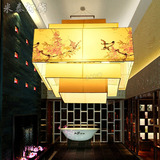 中式别墅公寓工程定制宴会包间方形灯具茶楼客厅布艺羊皮绘画吊灯