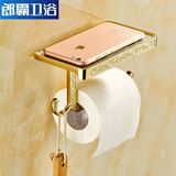 欧式纸巾架仿古防水厕纸架金色卷纸器厕所手机架卫生间卫生纸盒