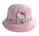 任3件免邮 KT猫女童双面戴盆帽儿童渔夫帽小孩太阳帽遮阳帽棉布帽