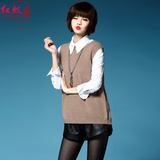 韩版针织衫马甲女背心短款纯色宽松无袖套头毛衣外穿打底衫开叉