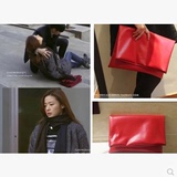 2016新款韩国时尚信封包 大容量酒红简约女手包 折叠潮女包手拿包