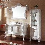 欧式浴室柜描金银橡木卫浴洗手柜实木边柜落地台盆组合立柜L-4960