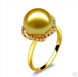 南洋金珠戒指11-12MM 金色系列多款 天然淡水珍珠粉戒指