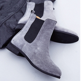 2015冬款女靴子粗跟平底短靴女真皮磨砂皮短筒英伦切尔西靴及踝靴