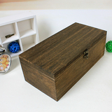 包邮复古大号桌面收纳盒储物盒整理木盒做旧实木饰品盒烤色