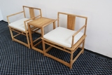 现代新中式圈椅三件套免漆原木茶几实木老榆木靠背太师办公椅家具
