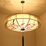 现代新中式吊灯茶楼 仿古布艺中式灯具温馨吸吊两用卧室灯饰圆形