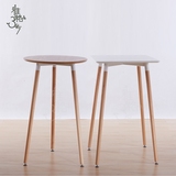 特价简欧高脚桌子简易木头原木小型小茶几小圆桌椅子组合迷你吧桌