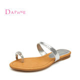 Daphne/达芙妮夏季新款 休闲套趾防滑平底低跟女凉拖鞋1015303067
