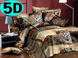 3D四件套 1.8m床高清三维5D立体动物豹纹老虎卡通田园花床单4件套
