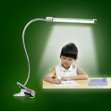 LED护眼学习阅读台灯 充电夹子小台灯学生灯卧室床头写字灯带架子