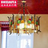 波西米亚美式乡村吊灯琉璃灯艺术客厅灯欧式餐厅卧室灯大气方形灯
