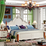 美式地中海床 欧式家具韩式双人床 小户型卧房高箱床1.8米实木