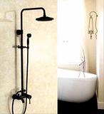 装浴室带升降淋浴手持喷头淋雨复古冷热水龙头欧式全铜黑色花洒套