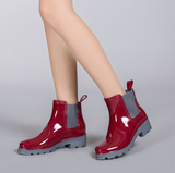 新款时尚雨鞋春秋短筒雨靴水鞋女士简约大方休闲优雅款中跟雨鞋