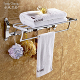 毛巾架不锈钢2层浴室挂件双层卫生间置物架 折叠浴巾架升级版包邮