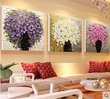 加厚框梵彩diy数字油画花卉风景大幅填色手绘客厅装饰画三联三拼