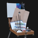 手提实木制榆木油画箱放绘画工具箱调色画盒写生便携式画笔盒包邮