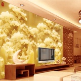 3D无缝立体大型壁画电视背景墙纸客厅无纺布壁纸玉雕中式山水国画
