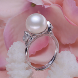 【亮丽珍珠】淡水珍珠 11-12mm  戒指  天然 正品  925银 可调节