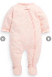现货特价英国NEXT代购秋冬童装女童婴儿粉色心形珊瑚绒连体睡衣