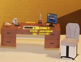 现代办公室老板办公桌子电脑椅子电脑桌子转椅室内场景家具模型