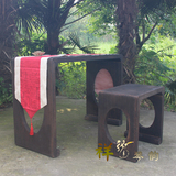深色古琴桌凳古琴专用一体桌凳送桌旗茶几可用书画桌 椭圆型