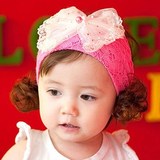 女宝宝假发带帽夏季婴儿帽子凉帽新生儿空顶帽护卤门婴幼儿童头饰