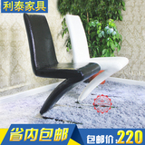 简约会所不锈钢餐椅 现代黑白色休闲椅 皮艺高靠背西餐厅椅子L707