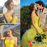 新款韩版抹胸蓬蓬裙摄影情侣写真影楼主题服装外景特色婚纱礼服