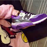 韩版复古N字鞋580厚底增高真皮紫色女鞋N字母休闲运动鞋旅行跑鞋